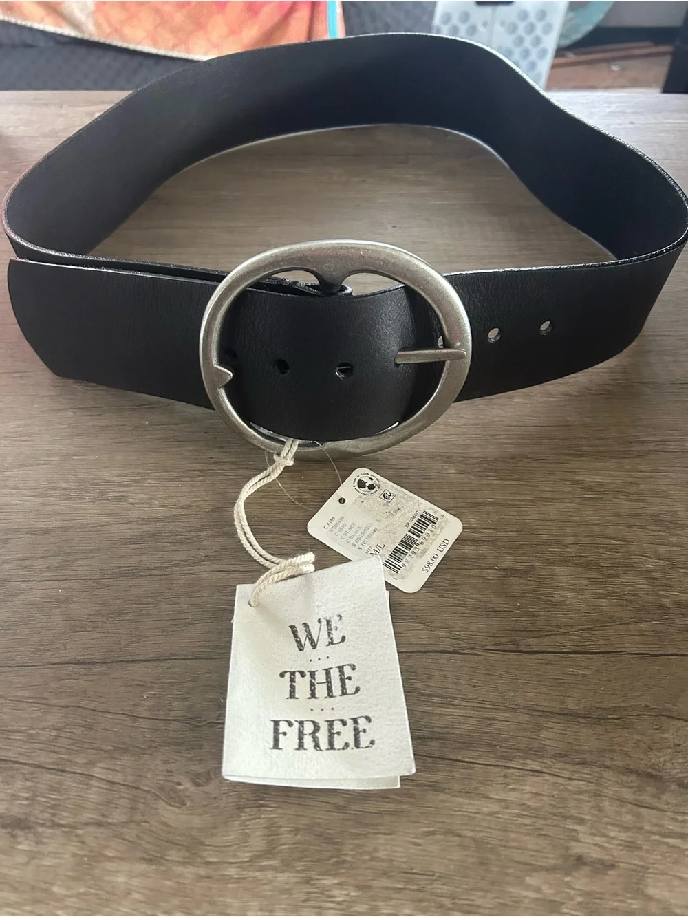 We The Free Black Wide Belt with Round Silver Buckle